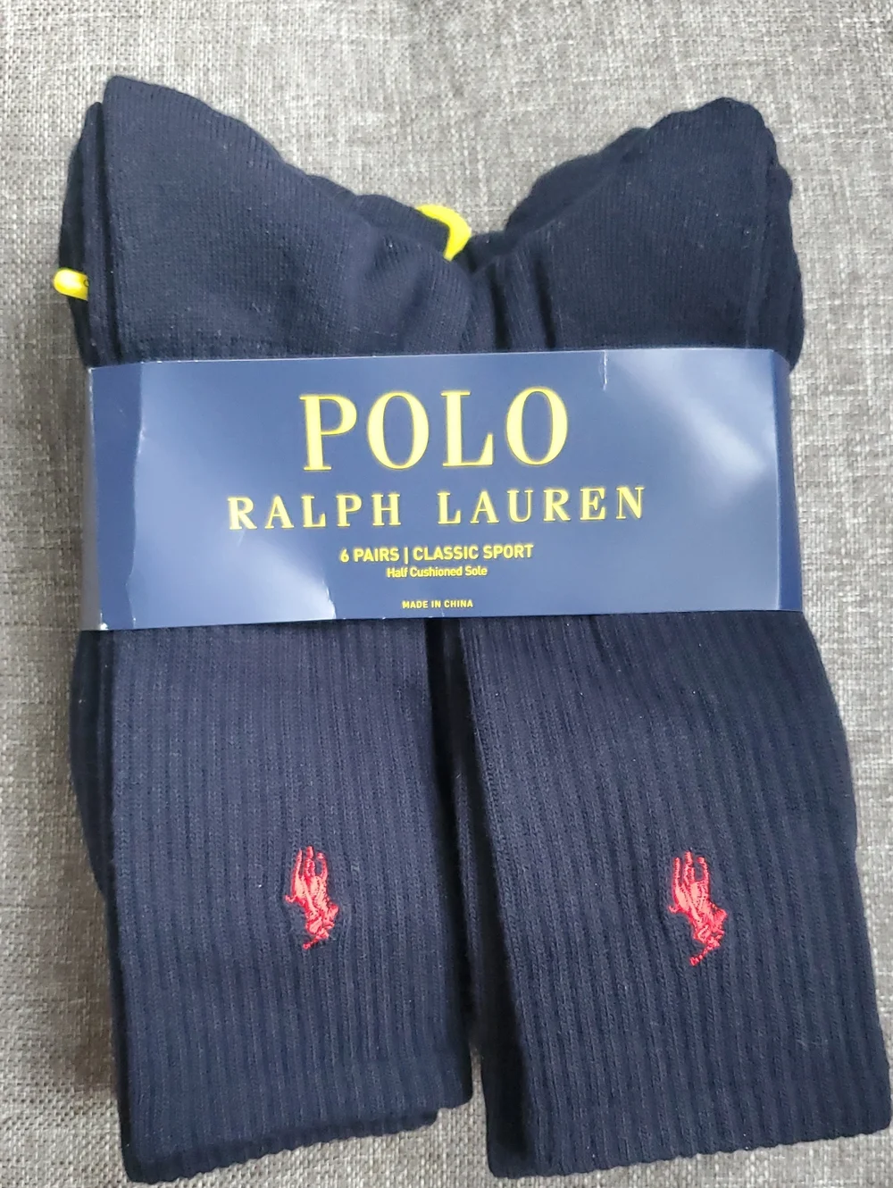 Polo Ralph Lauren 6 Pack Socks Navy Blue Size 10-12